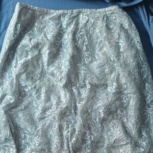 LOFT Lace Pencil Skirt - Silver